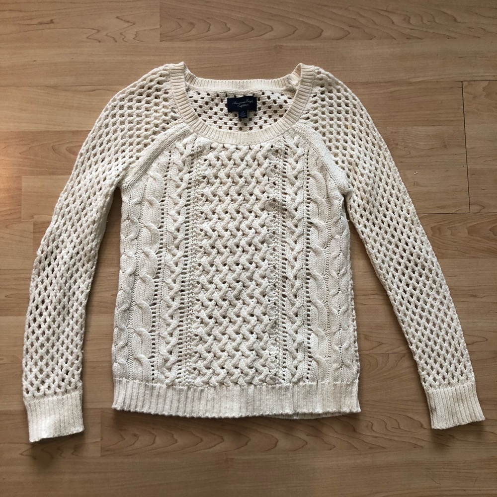 American Eagle Outfitters Cream Loose Knit Sweater